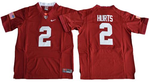 Crimson Tide #2 Jalen Hurts Red Pro Combat Stitched Youth NCAA Jersey